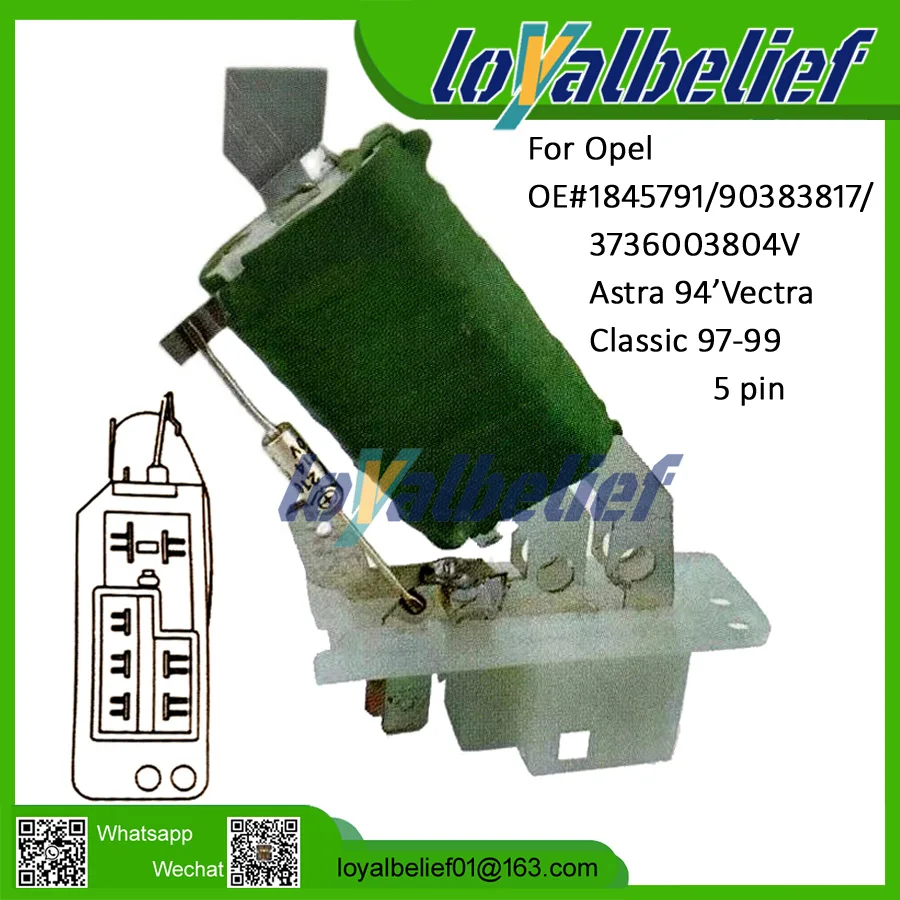 

Brand New Auto Heater Blower Motor Resistor For OPEL Astra 94'Vectra Classic 5pin 97-99 1845791 90383817 3736003804V