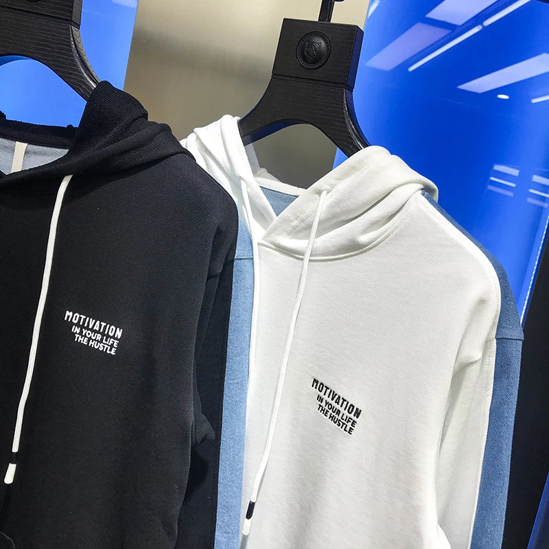 European station men's loose letter embroidery color matching hoods fashion fashion slim long sleeve sweater T-shirt bottom
European station men's loose letter embroidery color matching hoods fashion fashion slim long sleeve sweater T-shirt bottom
