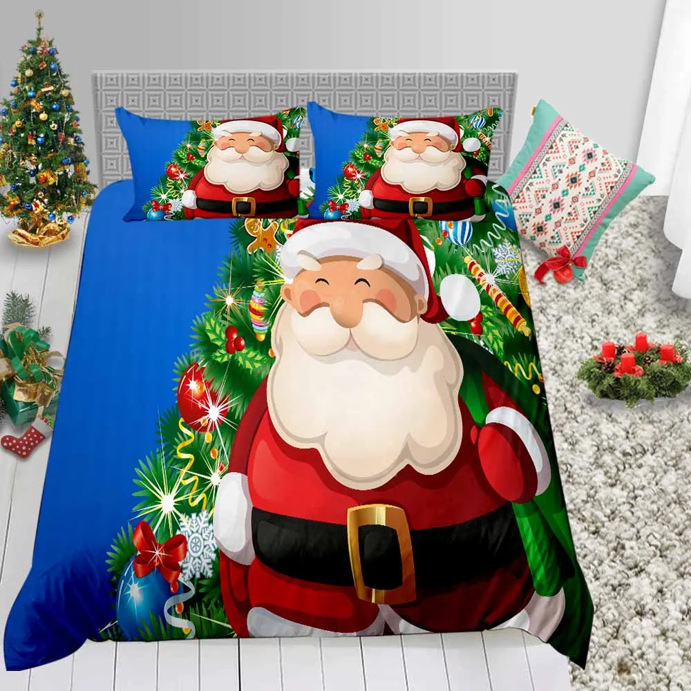 

Комплект постельного белья с принтом Санта Клауса Рождественский двойной модный мультяшный пододеяльник двуспальный Королевский односпа...