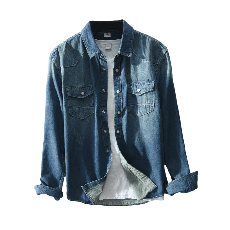 Spring Autumn Shirt Men Retro Men's Korean Clothes Denim Long Sleeves Cotton Breathable Washed Blue Jeans Shirt Male Fashion Top
Spring Autumn Shirt Men Retro Men's Korean Clothes Denim Long Sleeves Cotton Breathable Washed Blue Jeans Shirt Male Fashion Top