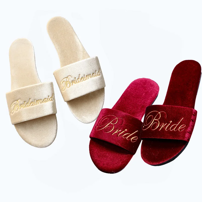 Customized Velvet Indoor outdoor Female Sandals Bride to be Bachelorette party Bridesmaid gift Wedding Proposal party gifts
Customized Velvet Indoor outdoor Female Sandals Bride to be Bachelorette party Bridesmaid gift Wedding Proposal party gifts