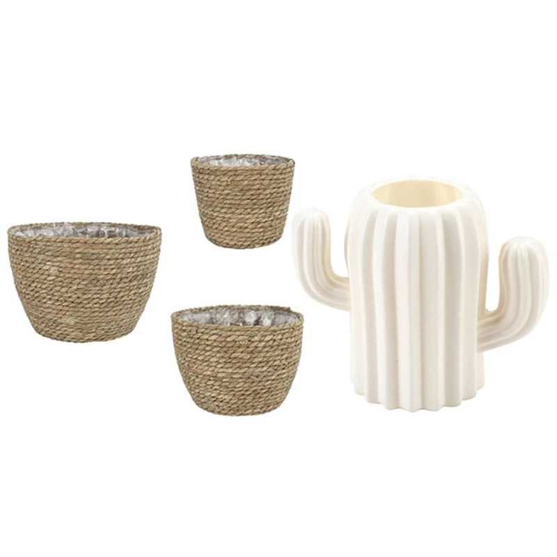 3X Flower Pots Cover,Plant Containers,Flower Basket Primary Grass Color & 1PC Cactus Design Desk Decoration White
3X Flower Pots Cover,Plant Containers,Flower Basket Primary Grass Color & 1PC Cactus Design Desk Decoration White