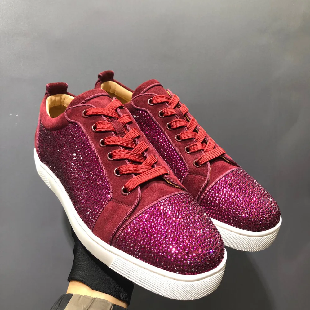 Red Full Rhinestone Suede Genuine Leather Low Top Red Bottoms Men Shoes Luxury Flat Ladies Spikes Loafers Casual Sports Shoes
Red Full Rhinestone Suede Genuine Leather Low Top Red Bottoms Men Shoes Luxury Flat Ladies Spikes Loafers Casual Sports Shoes