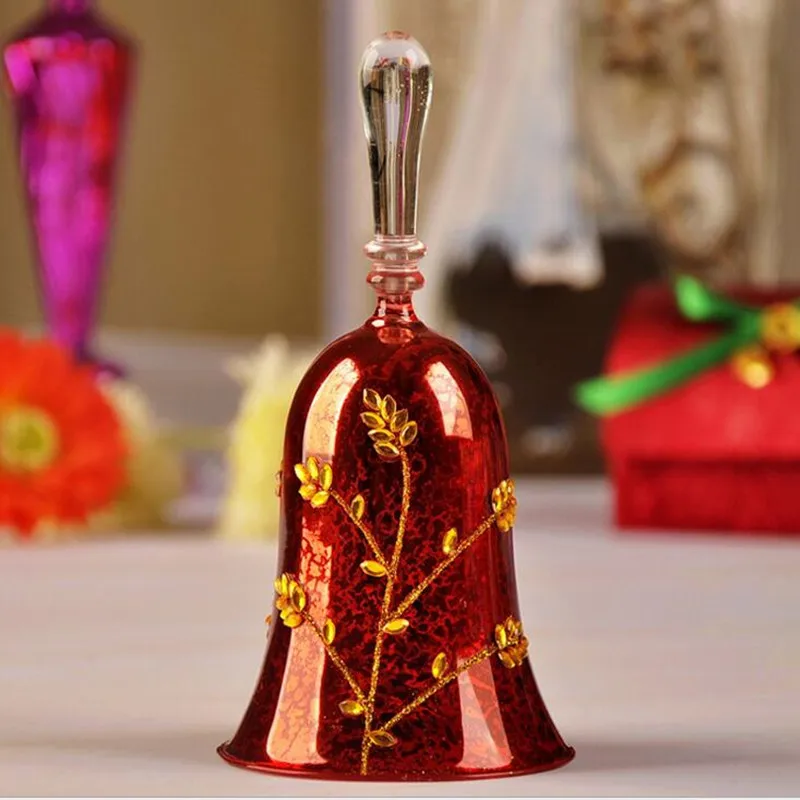 

6pcs/pack Happy Red Series Glass Dinner Bell Home Decorative Wedding Friend Favor Gift