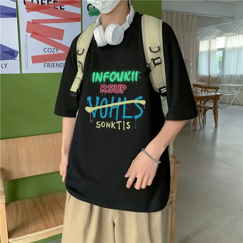 Hong Kong Ins Printed Cotton Short Men's Loose Half Sleeve Korean Style Trendy Lovers Wild T-shirt Top
Hong Kong Ins Printed Cotton Short Men's Loose Half Sleeve Korean Style Trendy Lovers Wild T-shirt Top