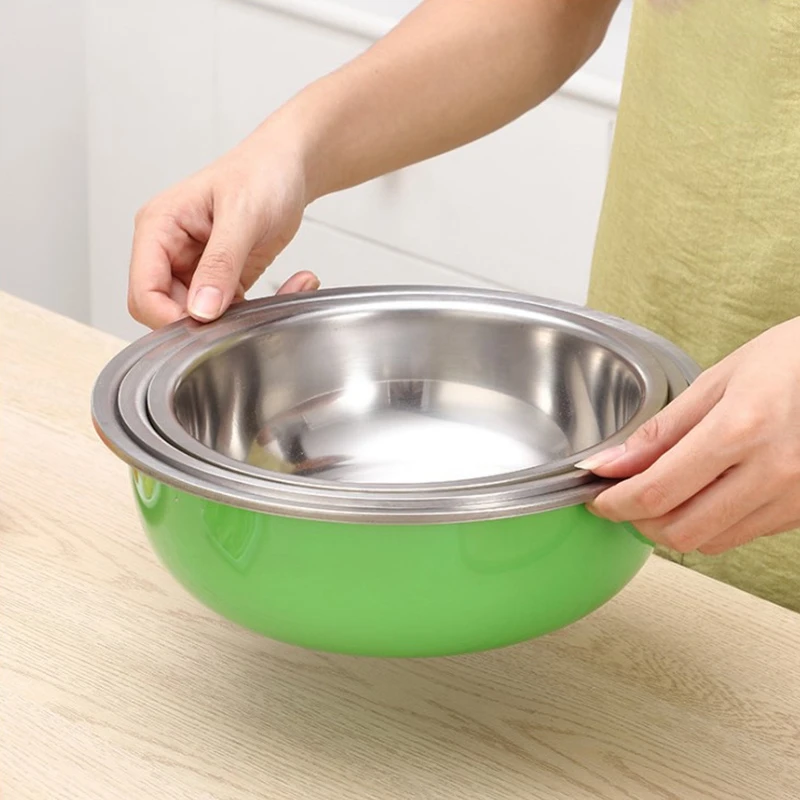 Three-Piece Color Bowl Round Stainless Steel Basin Color Paint Process Kitchen Accessories 
Three-Piece Color Bowl Round Stainless Steel Basin Color Paint Process Kitchen Accessories