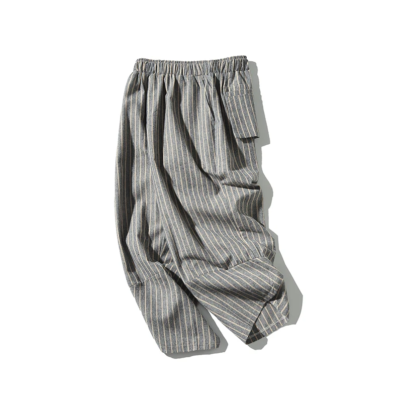 Men Casual Chinese Style Pants Striped Loose Cotton Linen Trousers 2020 Summer Korean Elastic Waist Harem Pants Men Streetwear
Men Casual Chinese Style Pants Striped Loose Cotton Linen Trousers 2020 Summer Korean Elastic Waist Harem Pants Men Streetwear