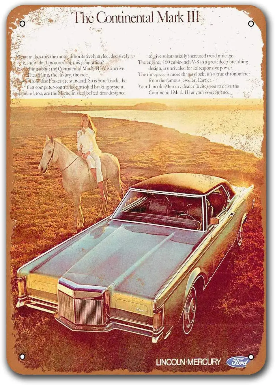 

1970 Lincoln Continental Mark III старые автомобили жестяной знак, Sisoso винтажные металлические таблички постер паб мужская пещера Ретро Декор стен