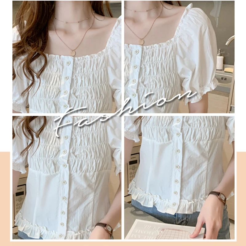Vintage Sweet Square Collar Lace Up 2021 Solid Cute Chic Retro Gentle Tops Embroidered Bubble Sleeve Short Shirts
Vintage Sweet Square Collar Lace Up 2021 Solid Cute Chic Retro Gentle Tops Embroidered Bubble Sleeve Short Shirts