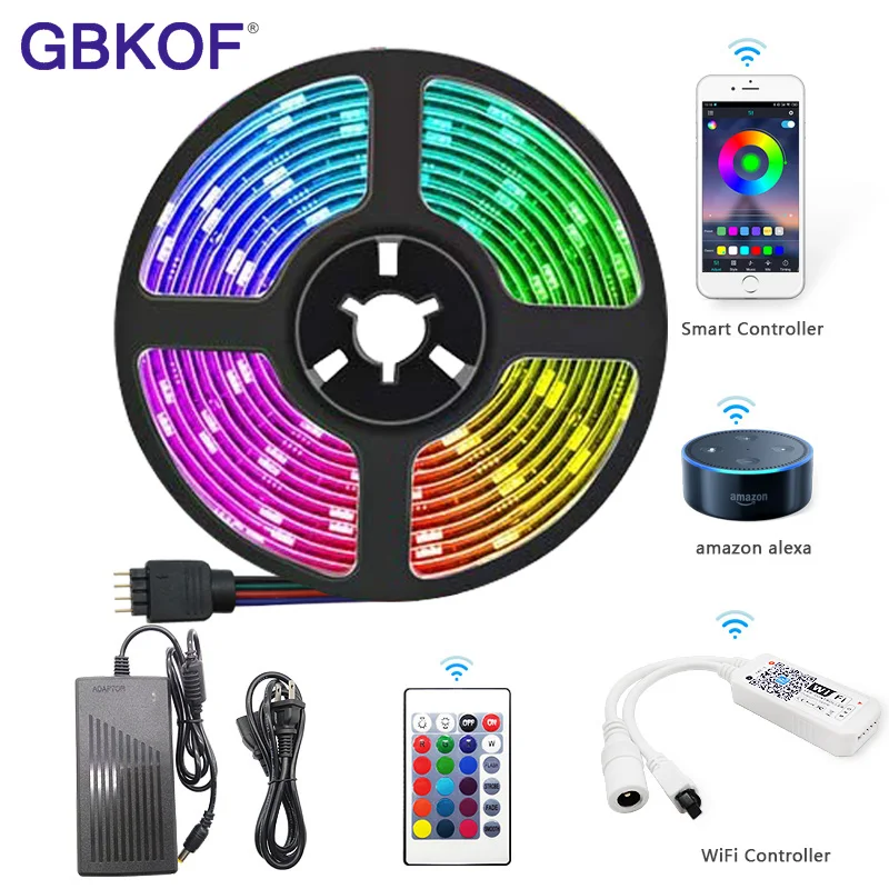 15M 10M 5M RGB 2835 LED Strip DC12V Waterproof Flexible Diode Tape Ribbon Home Lighting With WIFI Remote Controller + Adapter
15M 10M 5M RGB 2835 LED Strip DC12V Waterproof Flexible Diode Tape Ribbon Home Lighting With WIFI Remote Controller + Adapter