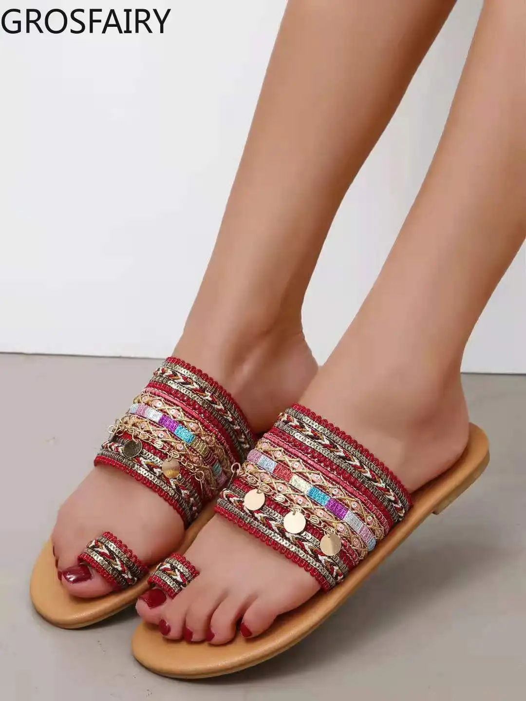 Women's Sandals and Slippers, Summer Women's Slippers, Ethnic Style Set Toe Flat Sequins, Large Size Women's Sandals, Slippe43
Women's Sandals and Slippers, Summer Women's Slippers, Ethnic Style Set Toe Flat Sequins, Large Size Women's Sandals, Slippe43