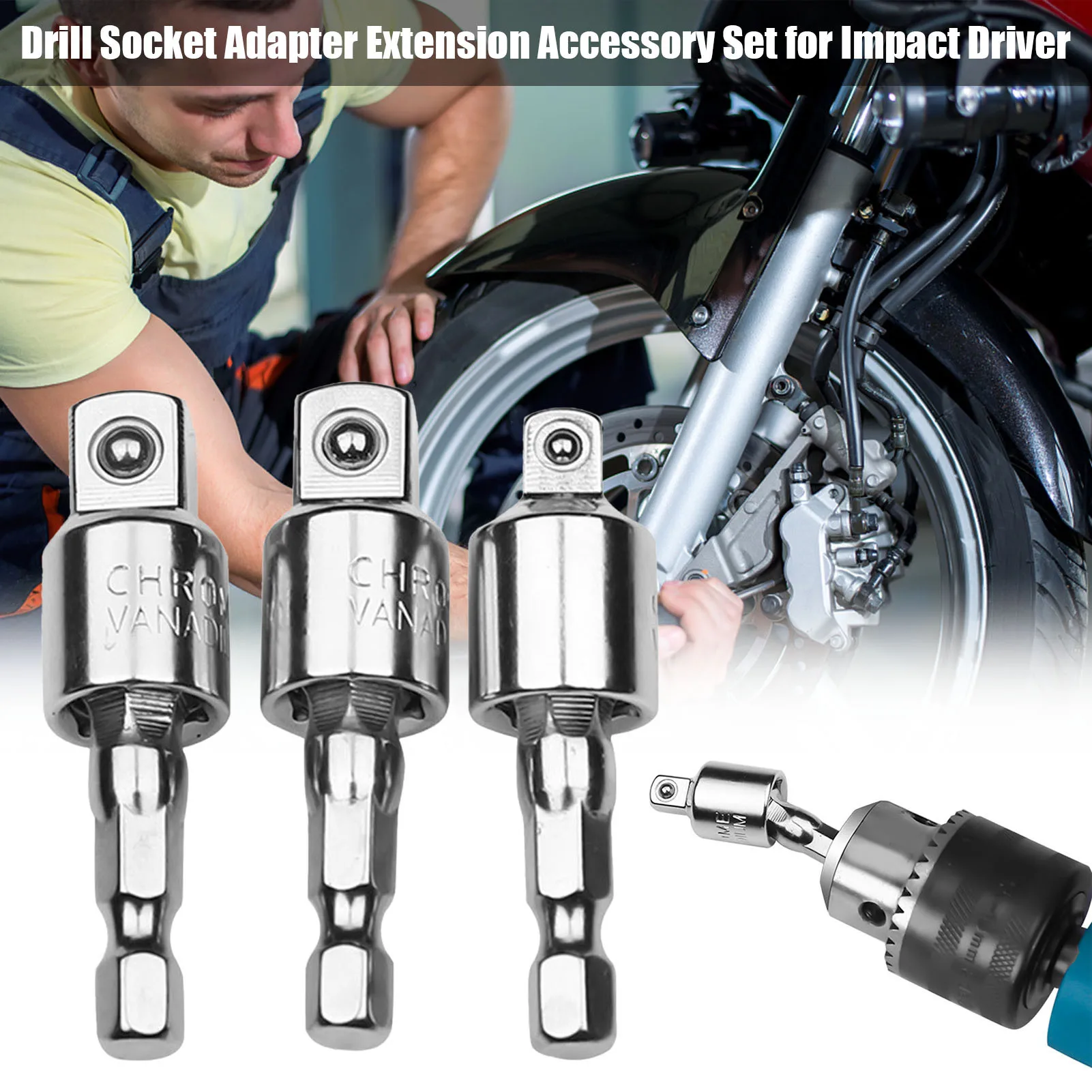 1p Electric Drill Socket Adapter for Impact Driver with Hex Shank to Square Socket Drill Bits Rotatable Extension 1/4" 3/8" 1/2"
1p Electric Drill Socket Adapter for Impact Driver with Hex Shank to Square Socket Drill Bits Rotatable Extension 1/4" 3/8" 1/2"