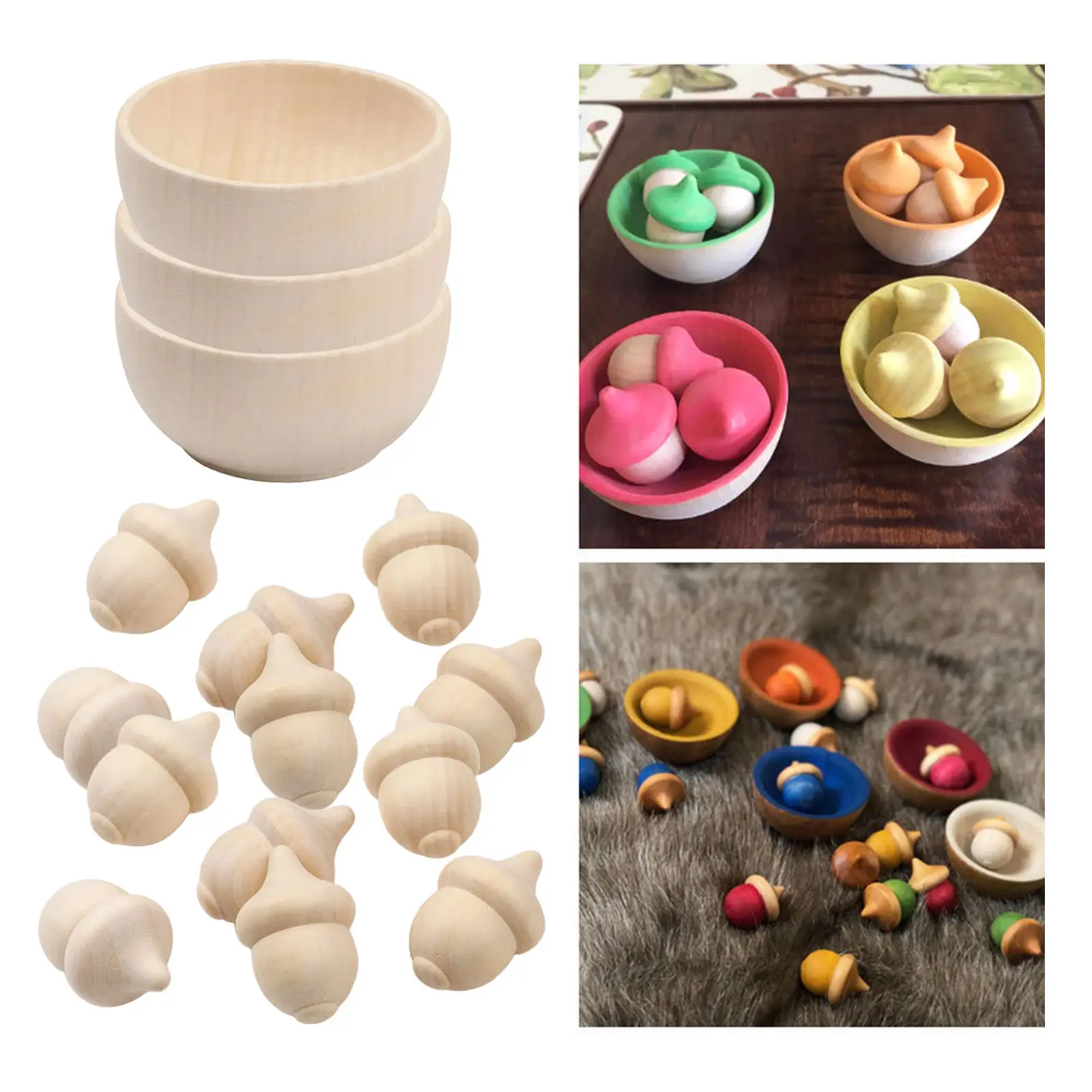 Wooden Acorns Counting Sorting Kit Unfinished Wood Set of 10 Acorns and 3 Bowls for Kids Boys Girls
Wooden Acorns Counting Sorting Kit Unfinished Wood Set of 10 Acorns and 3 Bowls for Kids Boys Girls