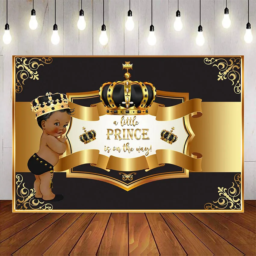 Золотистый и черный фоновая заставка для душа детская Маленький принц baby shower