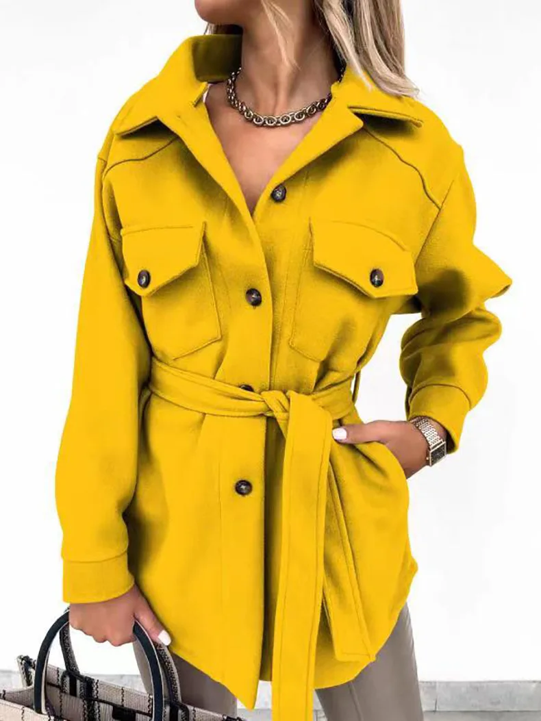 2021 Autumn and Winter Cross Border New Women's Wear Long Sleeve Temperament Solid Color Lapel Single Breasted Belt Wool Coat
2021 Autumn and Winter Cross Border New Women's Wear Long Sleeve Temperament Solid Color Lapel Single Breasted Belt Wool Coat