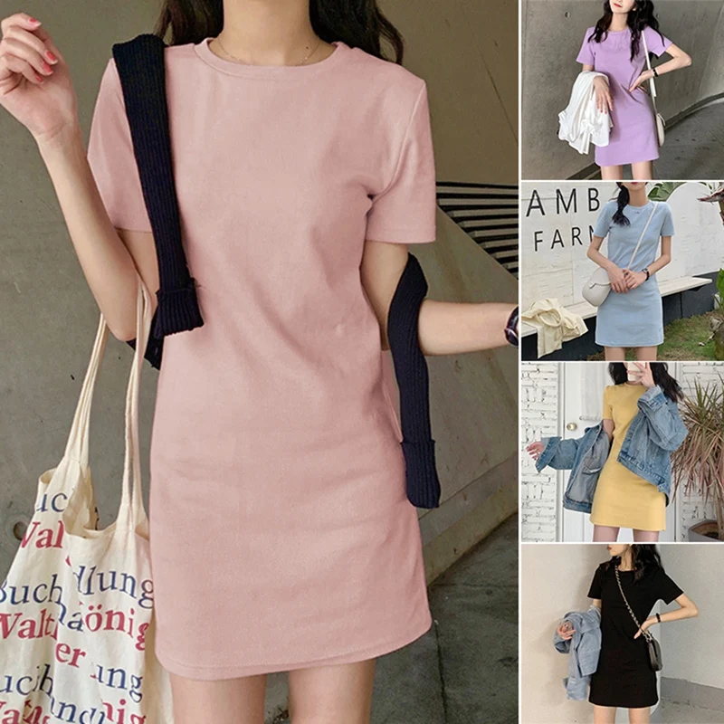 Kili Women's Fashion Round Neck Casual Solid Color Short-Sleeved T-Shirt Dress
Kili Women's Fashion Round Neck Casual Solid Color Short-Sleeved T-Shirt Dress