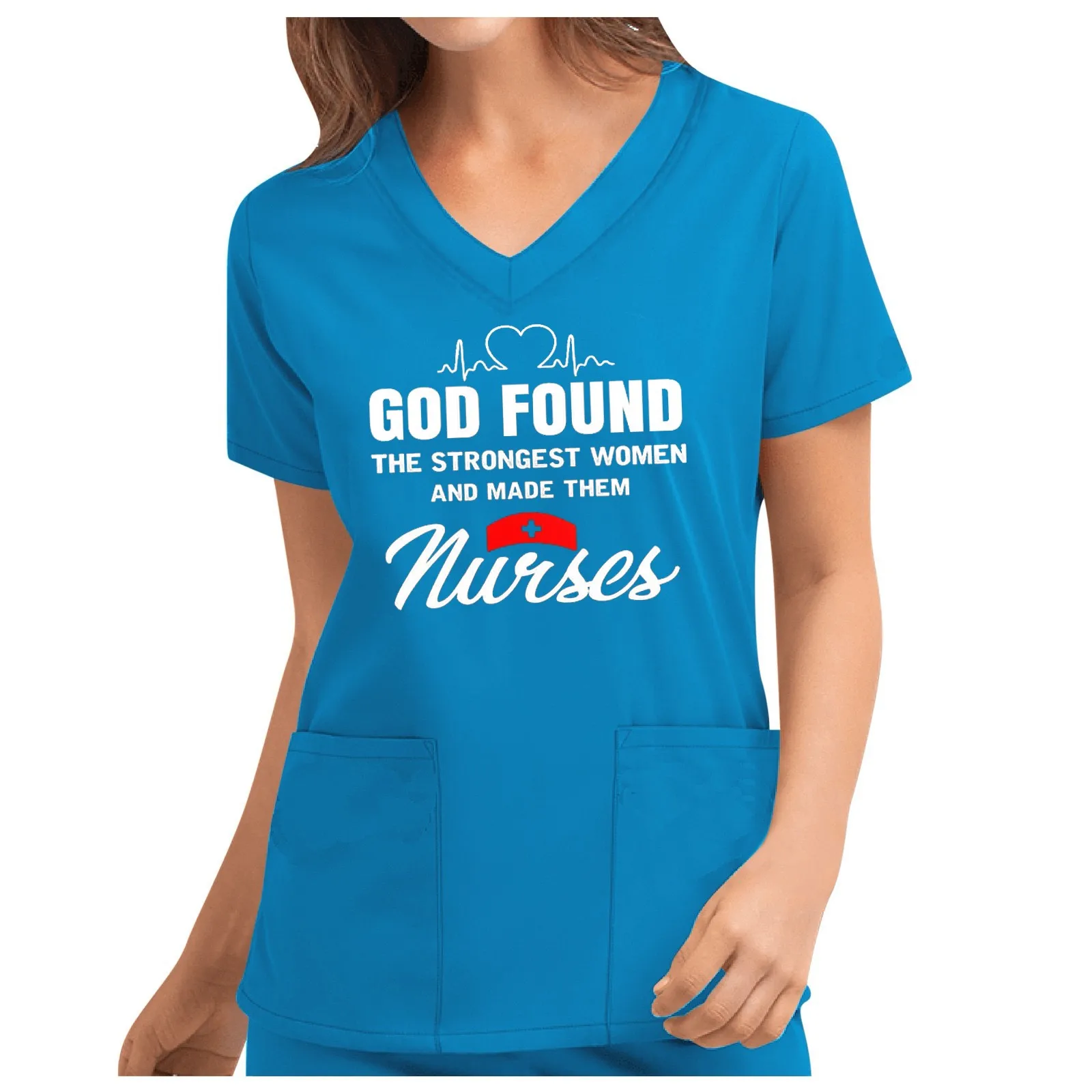 Female Scrubs Women's Tops Loose Nurse Uniform Love Type Short Sleeve V-neck Tops Workwear Beauty Salon Nurse Srubs Top A50
Female Scrubs Women's Tops Loose Nurse Uniform Love Type Short Sleeve V-neck Tops Workwear Beauty Salon Nurse Srubs Top A50