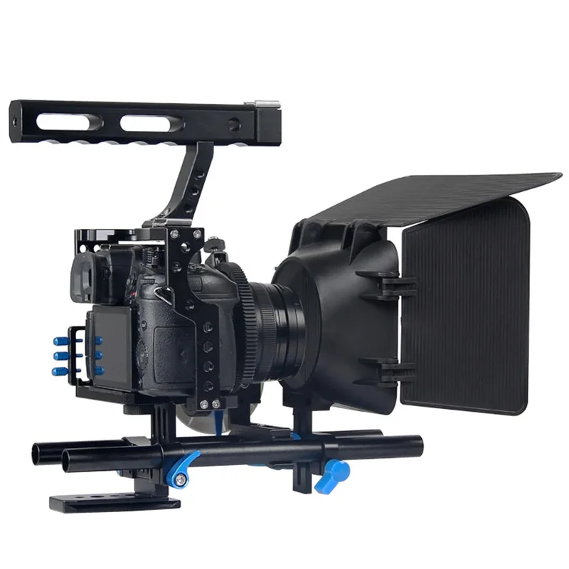 Handheld DSLR Camera Cage Stabilizer Kit Video Filmmaking Frame/Follow Focus/Matte Box For Sony A7II A7R A7S Panasonic GH4 Video
Handheld DSLR Camera Cage Stabilizer Kit Video Filmmaking Frame/Follow Focus/Matte Box For Sony A7II A7R A7S Panasonic GH4 Video