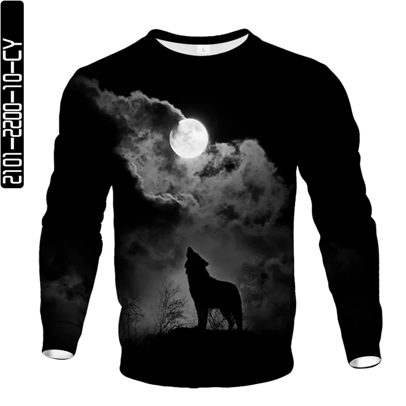 2021 new spring and autumn men's black round neck sweater pullover sports casual street style 3D digital printing wolf element
2021 new spring and autumn men's black round neck sweater pullover sports casual street style 3D digital printing wolf element