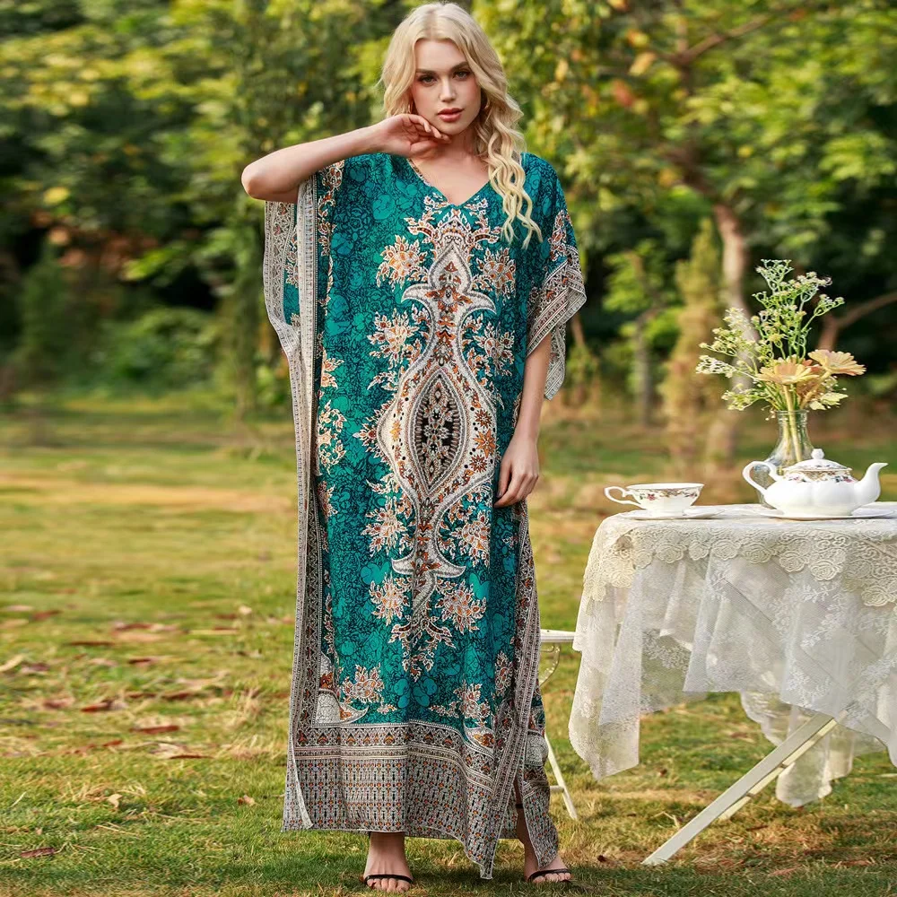 2021 Summer Women's Printed Dress, Middle East Large Size Loose Retro Robe, Seaside Vacation Leisure Mid-length Elegant Dress
2021 Summer Women's Printed Dress, Middle East Large Size Loose Retro Robe, Seaside Vacation Leisure Mid-length Elegant Dress