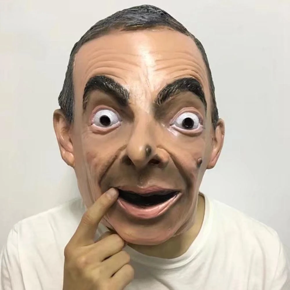 Реалистичная латексная маска Mr Bean На Хэллоуин человека на всю голову для