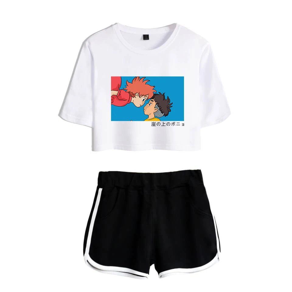 Ponyo two piece set Navel T shirt Shorts Girls Sport Suit Beach Female Anime Summer T-shirt Age reductiona Soft Waist Shorts
Ponyo two piece set Navel T shirt Shorts Girls Sport Suit Beach Female Anime Summer T-shirt Age reductiona Soft Waist Shorts