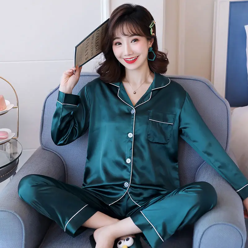 Pajamas female spring and autumn ice silk suit net red Student Korean lovely thin can wear large size loose home clothes
Pajamas female spring and autumn ice silk suit net red Student Korean lovely thin can wear large size loose home clothes