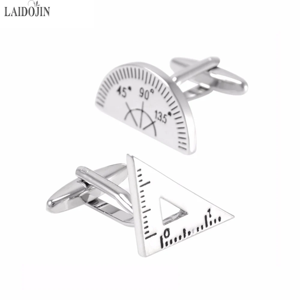

LAIDOJIN Protractor&Triangle Rule Mix Cufflinks for Mens Brand Cuff bottons High Quality Cuff links Fashion Men Jewelry
