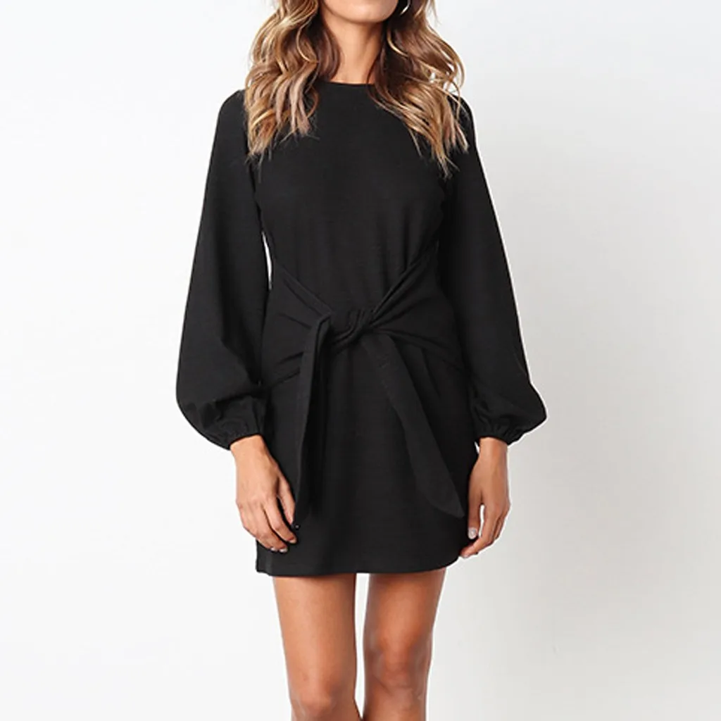 Women's Fashion Long Sleeve Casual Round Neck Solid Color Tight Dress Fashion autumn and winter tie waist long sleeve dress
Women's Fashion Long Sleeve Casual Round Neck Solid Color Tight Dress Fashion autumn and winter tie waist long sleeve dress