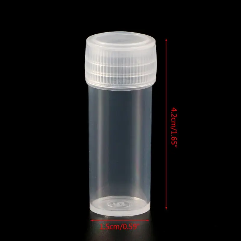 20Pcs 5ml Plastic Test Tubes Vials Sample Container Powder Craft Screw Bottles for Office School Chemistry High Quality
20Pcs 5ml Plastic Test Tubes Vials Sample Container Powder Craft Screw Bottles for Office School Chemistry High Quality