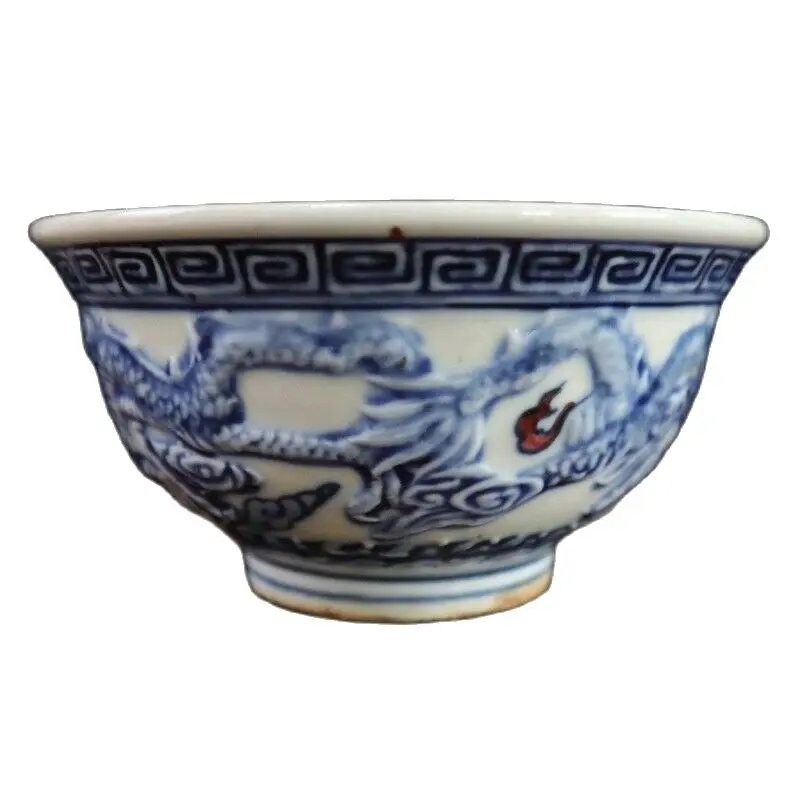 Chinese Old Porcelain Blue And White In Glaze Red Relief Double Dragon Pattern Bowl
Chinese Old Porcelain Blue And White In Glaze Red Relief Double Dragon Pattern Bowl