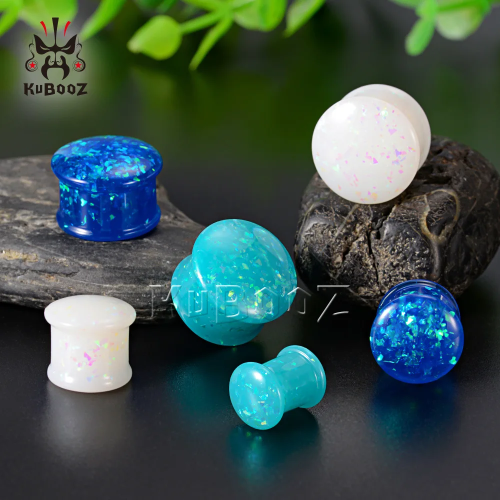 

KUBOOZ Trendy Hot Popular Opal Acrylic Ear Tunnels Gauges Expanders Fashion Piercing Body Jewelry Ear Plugs Stretchers 8-16mm