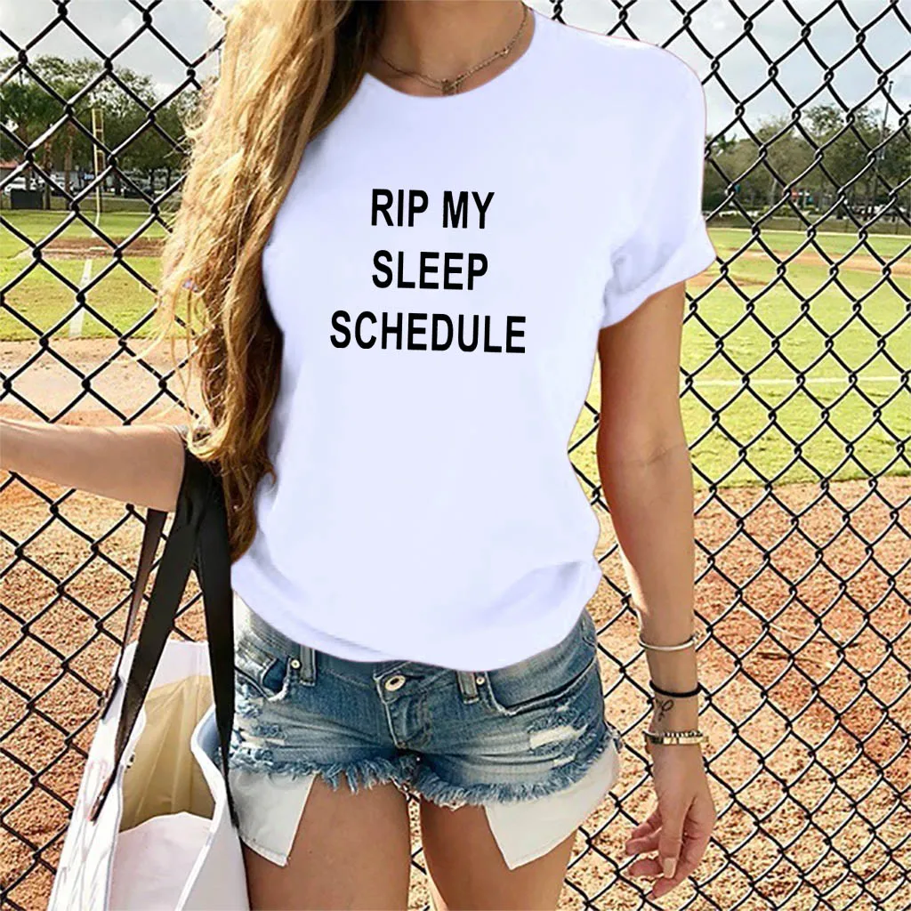 Футболка женская хлопковая с принтом RIP MY SLEEP, смешная винтажная рубашка в стиле Харадзюку, с круглым вырезом, черный и белый цвета
Футболка женская хлопковая с принтом RIP MY SLEEP, смешная винтажная рубашка в стиле Харадзюку, с круглым вырезом, черный и белый цвета