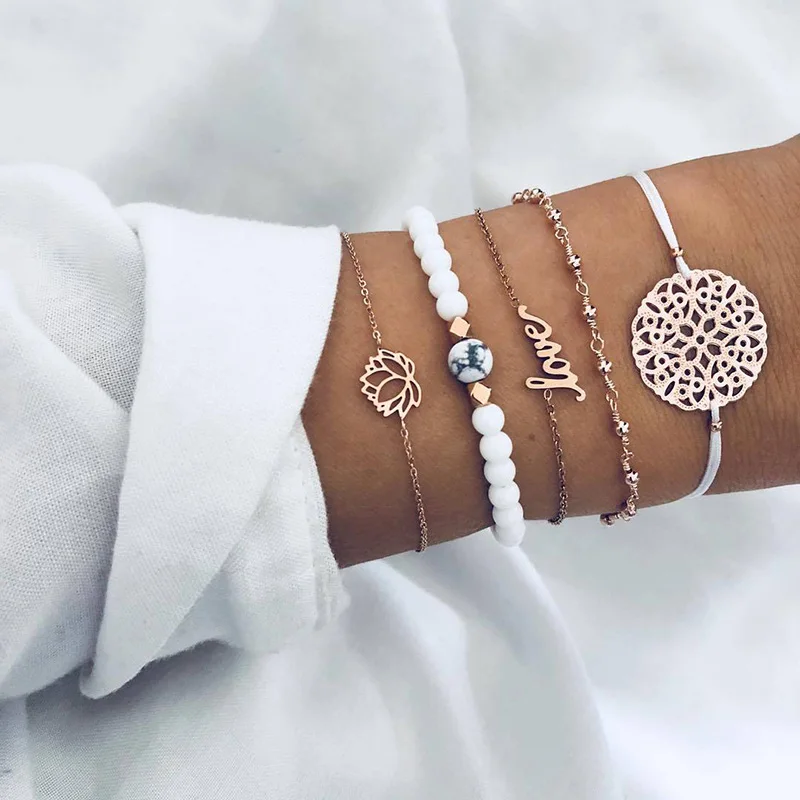 New Flower Charm Bracelet Set For Women Bohemian Love Letter Beads Chain Bangle Female Boho Party Jewelry Gift
New Flower Charm Bracelet Set For Women Bohemian Love Letter Beads Chain Bangle Female Boho Party Jewelry Gift