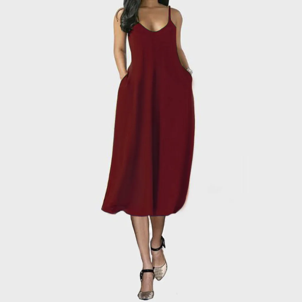 Solid Color Women Sleeveless Midi Dress O Neck Sexy Party Club Elegant 2021 Summer Plus Size Camisole Dress With Pockets
Solid Color Women Sleeveless Midi Dress O Neck Sexy Party Club Elegant 2021 Summer Plus Size Camisole Dress With Pockets