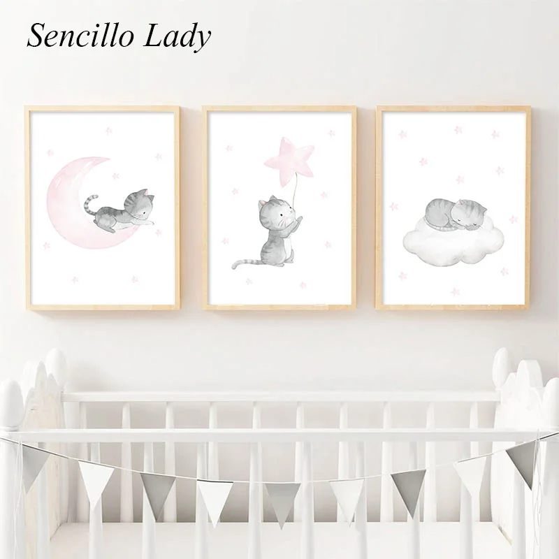 Pink Moon Star Cat Nursery Poster Animal Canvas Art Print Child Wall Painting Decorative Picture Baby Girl Cute Room Decoration
Pink Moon Star Cat Nursery Poster Animal Canvas Art Print Child Wall Painting Decorative Picture Baby Girl Cute Room Decoration