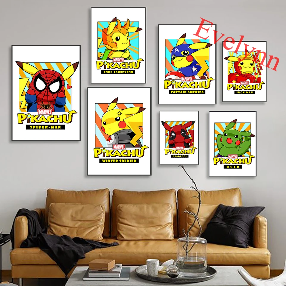 Pokemon Pikachu Game Poster Avengers Superhero Marvel Ironman Thor Hulk Spiderman Loki Children Room Decor Canvas Wall Art Print
Pokemon Pikachu Game Poster Avengers Superhero Marvel Ironman Thor Hulk Spiderman Loki Children Room Decor Canvas Wall Art Print