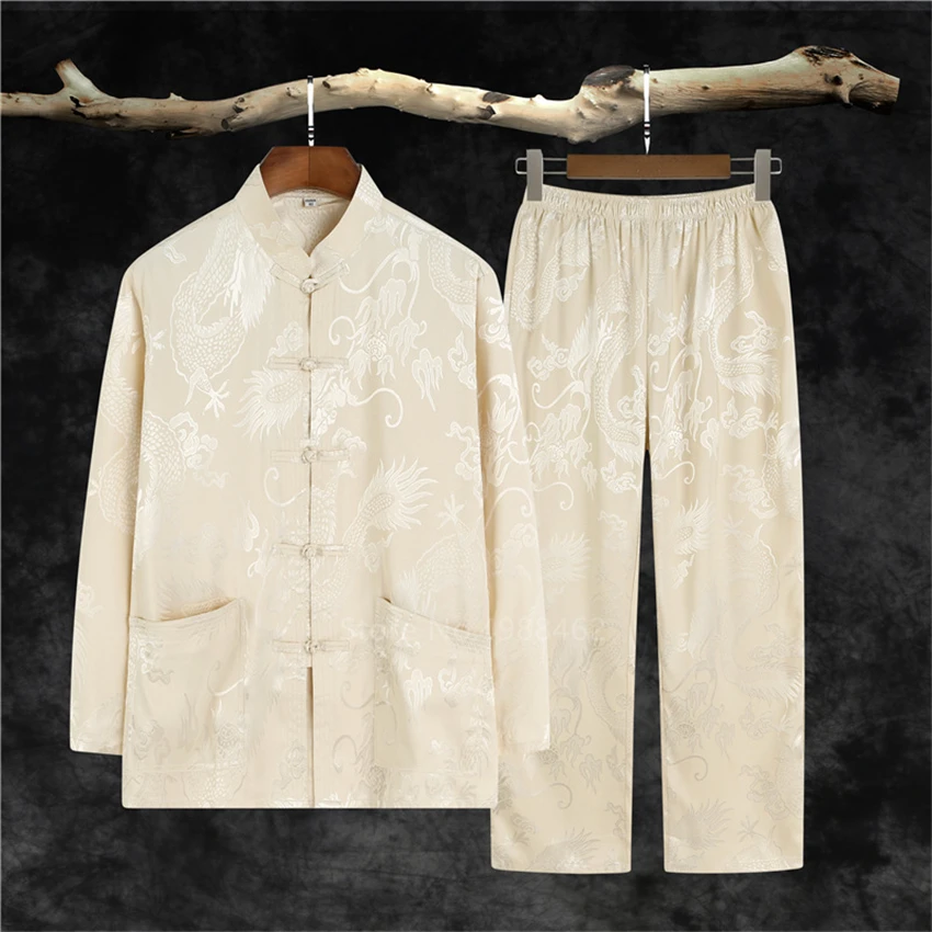 Traditional Chinese Clothing Set Man Oriental 2 Pieces Tai Chi Kung Fu Uniforms Short Sleeve Satin Dragon Chinese Costumes Hanfu
Traditional Chinese Clothing Set Man Oriental 2 Pieces Tai Chi Kung Fu Uniforms Short Sleeve Satin Dragon Chinese Costumes Hanfu