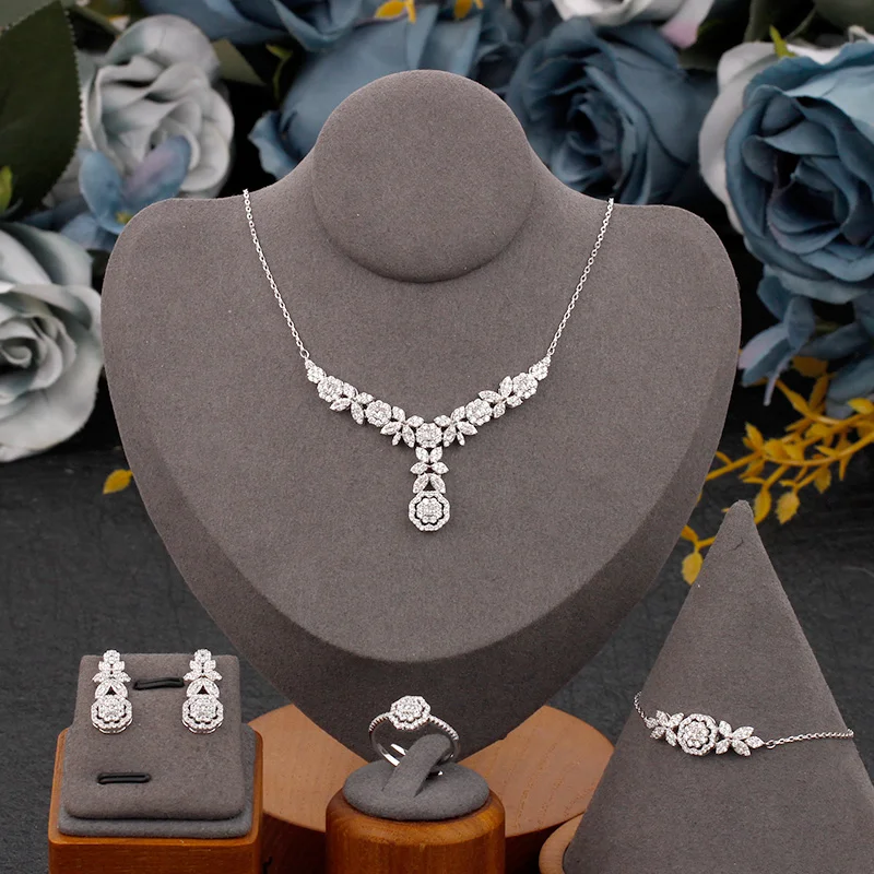Bride Talk Women Fashion Jewelry Set 4 PCS Necklace Ring Earrings Bracelet Shiny Cubic Zirconia Super Quality Lady Accessories
Bride Talk Women Fashion Jewelry Set 4 PCS Necklace Ring Earrings Bracelet Shiny Cubic Zirconia Super Quality Lady Accessories