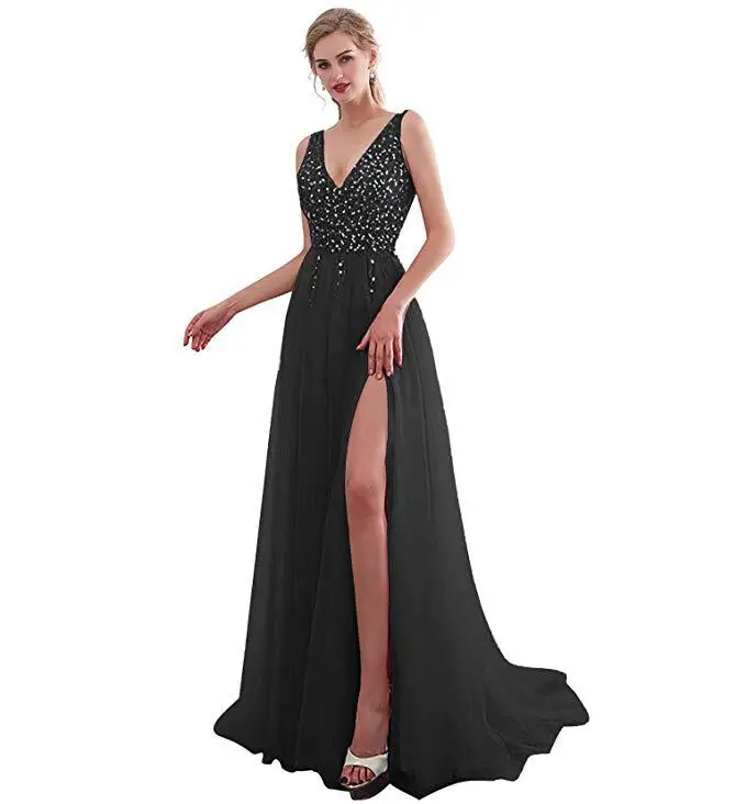 Sequin Split V-Neck Open Back Tulle Evening Dress Long Skirt Sexy Night Club Beading Prom Gowns evening dresses long
Sequin Split V-Neck Open Back Tulle Evening Dress Long Skirt Sexy Night Club Beading Prom Gowns evening dresses long