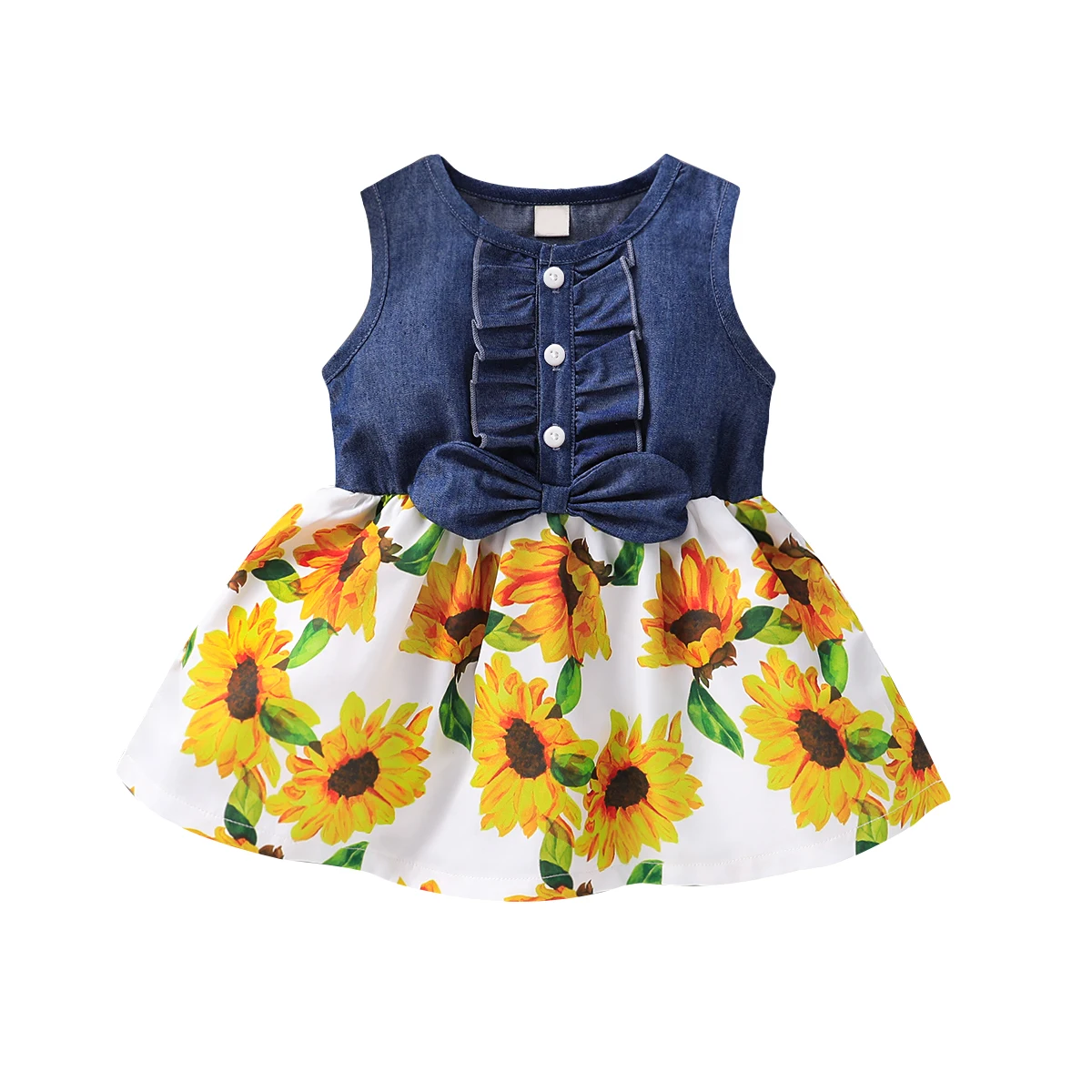 Kids Baby Summer Denim Party Tutu Dress Ruffle Bow Sunflower Print Sleeveless Dress Holiday Sundress
Kids Baby Summer Denim Party Tutu Dress Ruffle Bow Sunflower Print Sleeveless Dress Holiday Sundress
