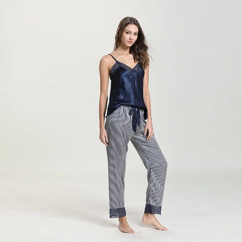 MUMU Women Pajamas Sexy Lace Striped Sling Pants Casual Homewear Set Pajamas for Women Silk Sleepwear Set Sleep Tops
MUMU Women Pajamas Sexy Lace Striped Sling Pants Casual Homewear Set Pajamas for Women Silk Sleepwear Set Sleep Tops