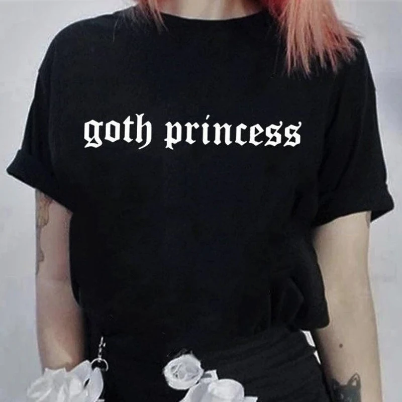 Женская футболка с коротким рукавом Goth Princess, черная Повседневная хипстерская футболка с коротким рукавом, 100% хлопок
Женская футболка с коротким рукавом Goth Princess, черная Повседневная хипстерская футболка с коротким рукавом, 100% хлопок