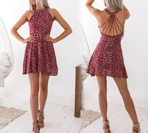 Sexy Women Floral Printed Dress Halter Backless Sleeveless Slim Mini Dress Female Fit and Flare Mini Dresses
Sexy Women Floral Printed Dress Halter Backless Sleeveless Slim Mini Dress Female Fit and Flare Mini Dresses