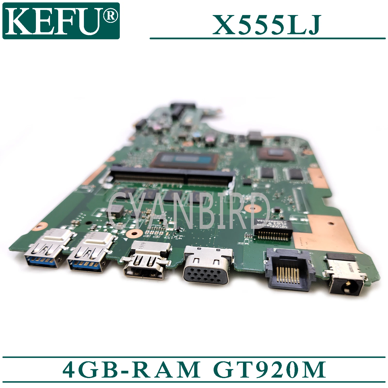 KEFU X555LD original mainboard for ASUS X555LJ with 4GB-RAM I7-5500U GT920M Laptop motherboard
KEFU X555LD original mainboard for ASUS X555LJ with 4GB-RAM I7-5500U GT920M Laptop motherboard