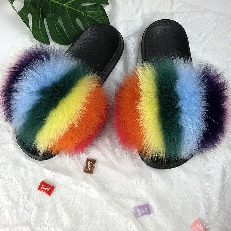 Plush Women Fox Raccoon Fur Slippers Women Fashion Beach Luxury Party Ladies Shoes Mixed Colors Women Sandals Wholesale
Plush Women Fox Raccoon Fur Slippers Women Fashion Beach Luxury Party Ladies Shoes Mixed Colors Women Sandals Wholesale