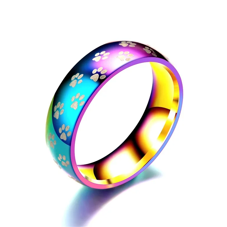 Sinogaa 2021 New Fashion Titanium Steel Cute Dog Feet Wedding Band Ring Men Women Rainbow Colorful Ring
Sinogaa 2021 New Fashion Titanium Steel Cute Dog Feet Wedding Band Ring Men Women Rainbow Colorful Ring