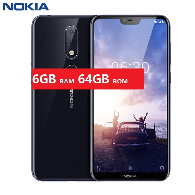 Смартфон Nokia X6/6 1 Plus 5 8 дюймов Android Восьмиядерный процессор Snapdragon 636 6 ГБ ОЗУ 64 Гб ПЗУ