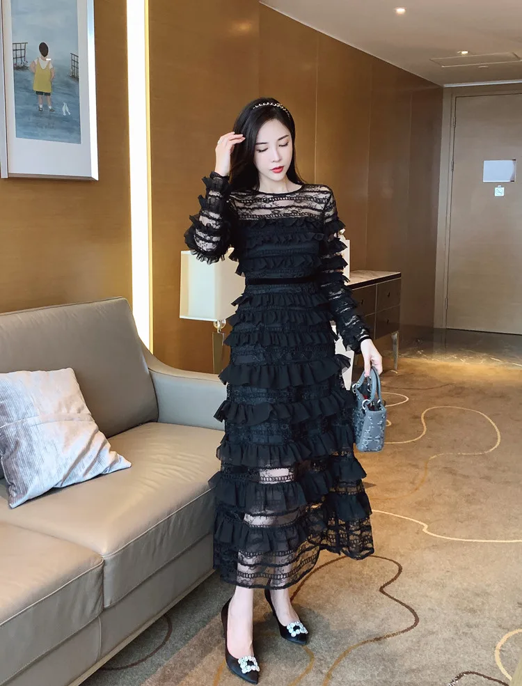 Designer New High Quality Spring Autumn Women's Fashion Cascading Ruffle Lace Patchwork O Neck Sexy Cake Dress 2021 New
Designer New High Quality Spring Autumn Women's Fashion Cascading Ruffle Lace Patchwork O Neck Sexy Cake Dress 2021 New
