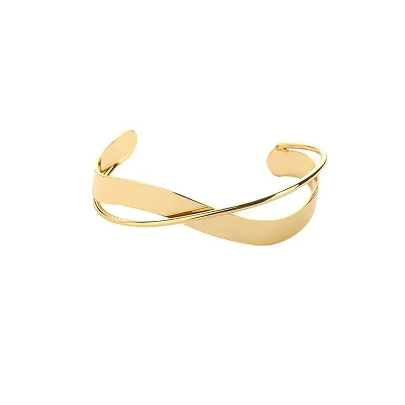 European and American Exaggeration Grade Separation Metal Gold Bracelets For Woman Gothic Girl's Fashion Jewelry Set Accessories